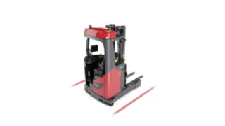 Linde MH R-MATIC k projitseerib maapinnale punased hoiatusjooned