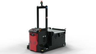 I-MATIC CT core automatiseeritud juhitav transpordisõiduk Linde MH konveierplatvormiga automaatseks laadimiseks ja mahalaadimiseks