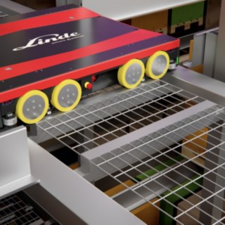 Linde Material Handlingu kaubaaluste shuttle-riiulite süsteemi S-MATIC cube shuttle